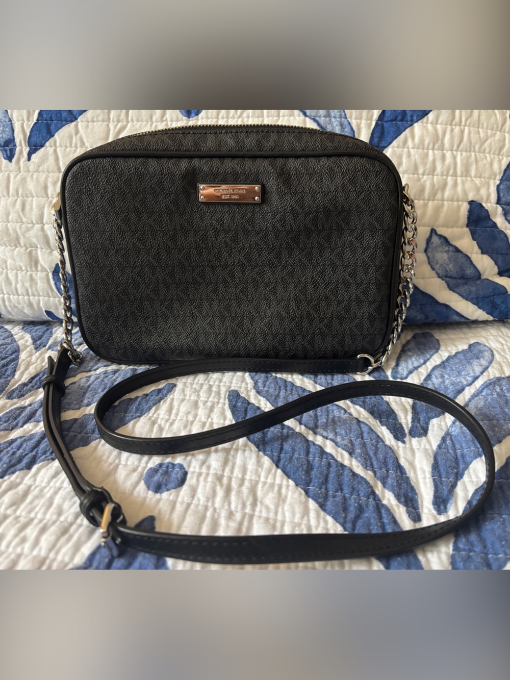 Michael Kors Black Chain-Accent Crossbody Bag
